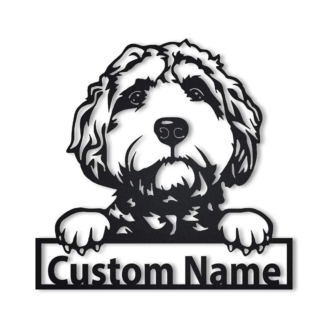 Personalized Goldendoodle Dog Metal Sign - Custom Pet Name & Portrait Art - Unique Funny Dog Gift for Pet Lovers - Perfect for Home Decor, Dog Birthday & Anniversary Gifts