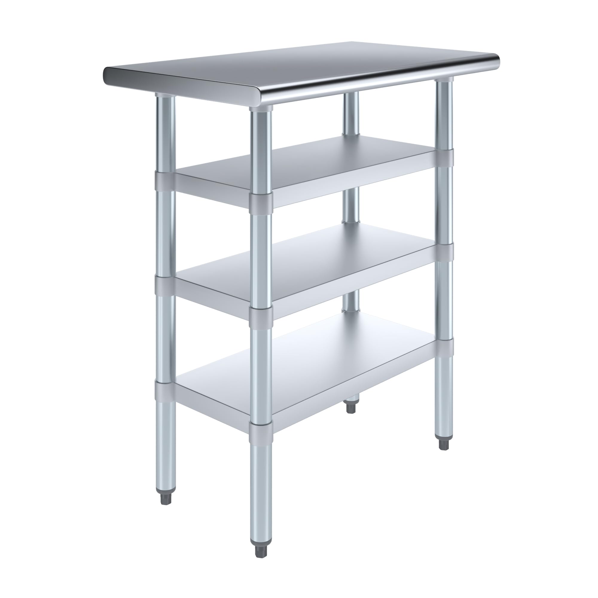 AmGood Stainless Steel Work Table with 3 Shelves | Heavy Duty Metal Utility Table for Commercial Kitchen & Home Use | NSF Certified 30