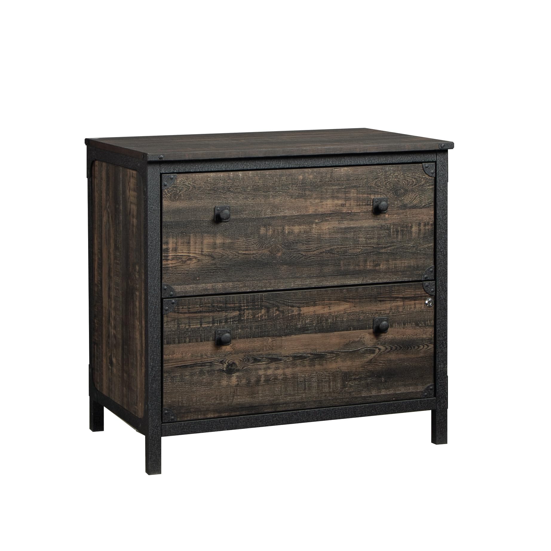Sauder Steel River Lateral File Cabinet - Carbon Oak Finish - Office Storage Solution for Documents & Files