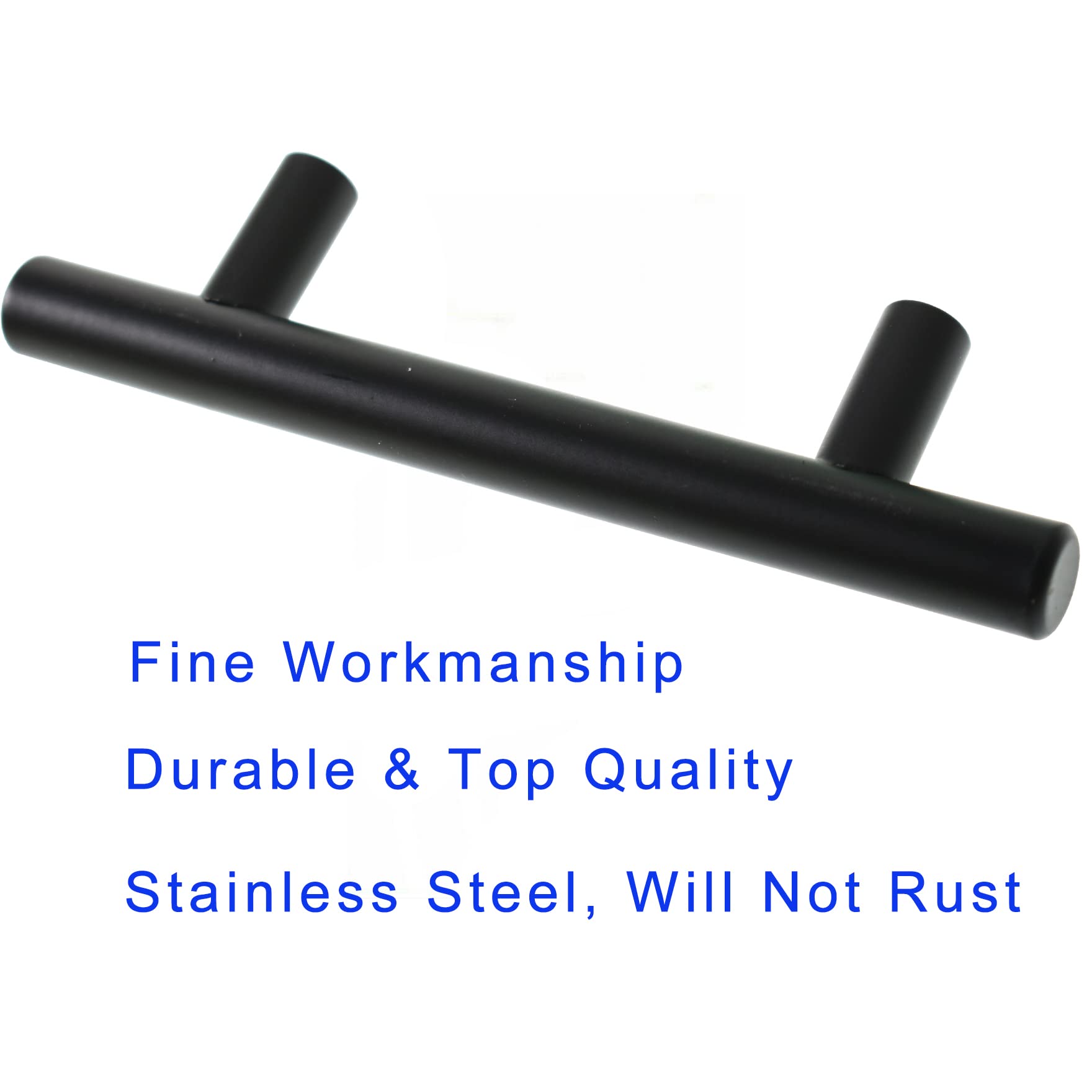 50 Pack Matte Black Cabinet Pulls - Stainless Steel Kitchen Cabinet Handles & Dresser Drawer Handles (3 Hole Center) - Perfect for Kitchen, Bedroom, Bathroom & Wardrobe Hardware Upgrade