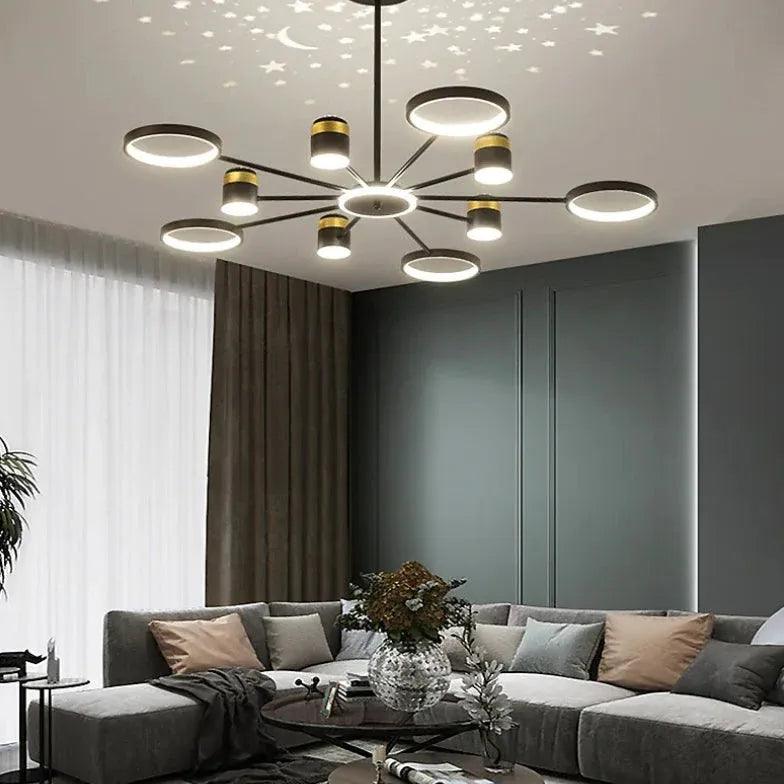 Starry Sky Projection LED Modern Pendant Light - Dimmable Ceiling Fixture for Bedroom, Living Room & Nursery - Romantic Ambiance Lighting for Home Decor
