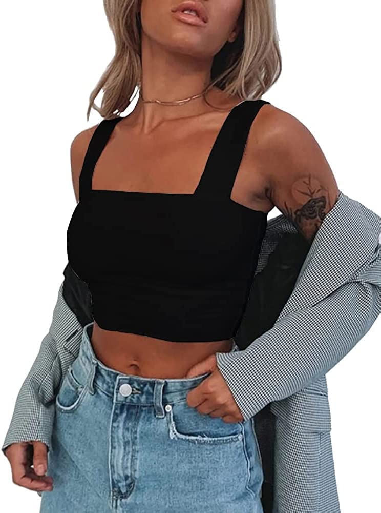 SansoiSan Women's Casual Crop Tops - Basic Solid Sleeveless Tank Tops for Summer, Gym, Yoga & Everyday Wear