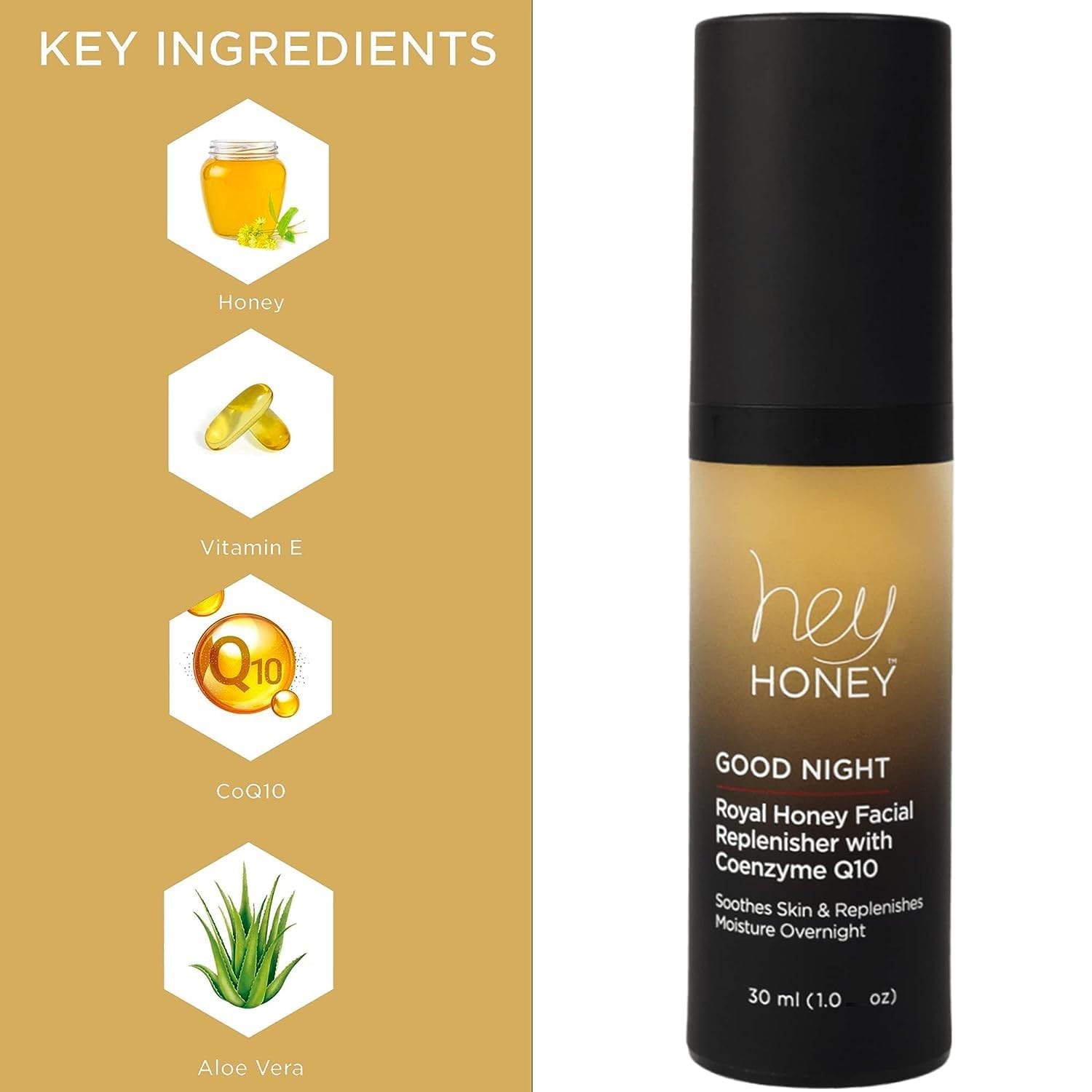 Royal Honey Night Moisturizer with Coenzyme Q10 - Hydrating Facial Cream for Overnight Repair