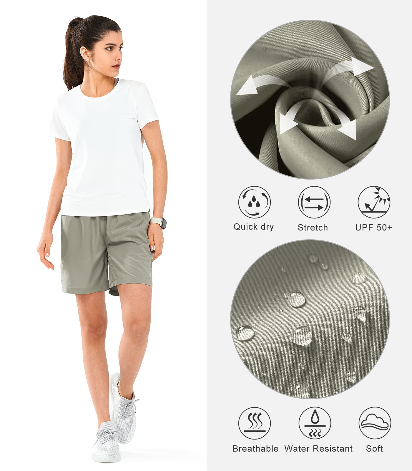NORTHYARD Women's Quick Dry Athletic Hiking Shorts - Lightweight Running Shorts with 3 Zipper Pockets for Gym, Workout & Outdoor Activities | Perfect for Hiking, Jogging & Yoga