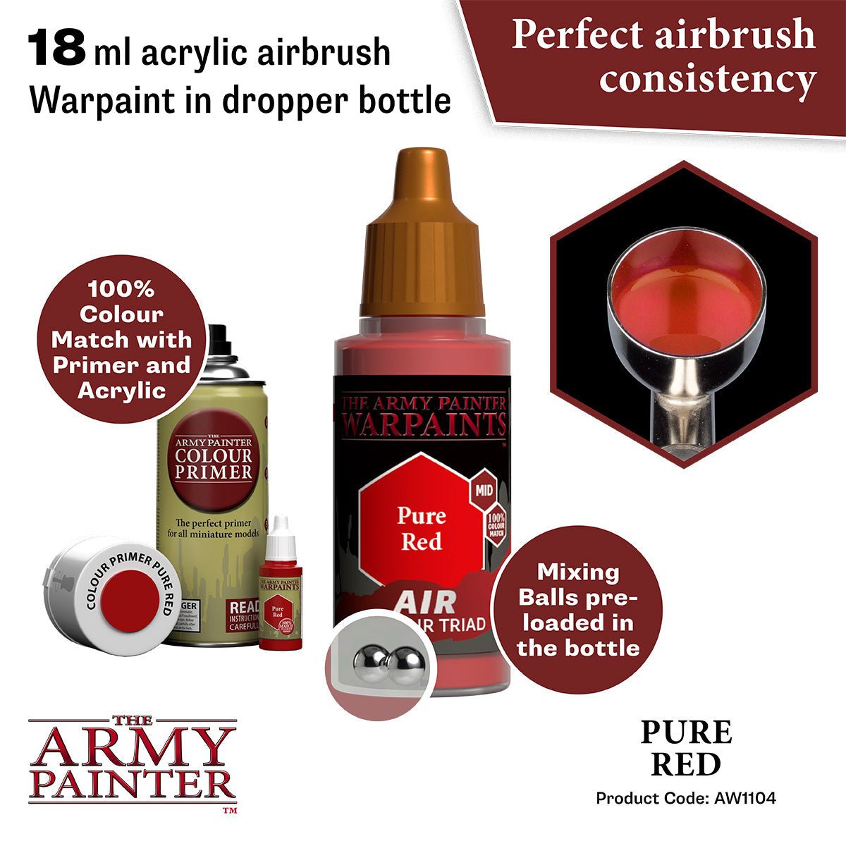 Warpaints Air: Pure Red - High-Quality Vegan Makeup for Professional & Everyday Use - Perfect for Cosplay, Halloween & Special Effects