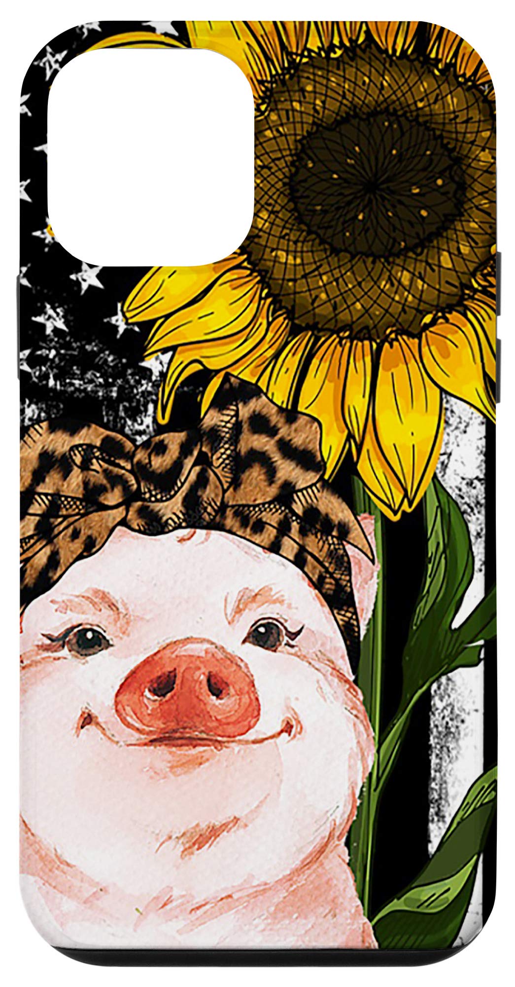 iPhone 12 Mini Case - Sunflower Pig with American Flag Design | Cute Farm Animal Phone Cover for Women & Girls | Perfect for Country Lovers, Farmhouse Decor & Patriotic Gifts