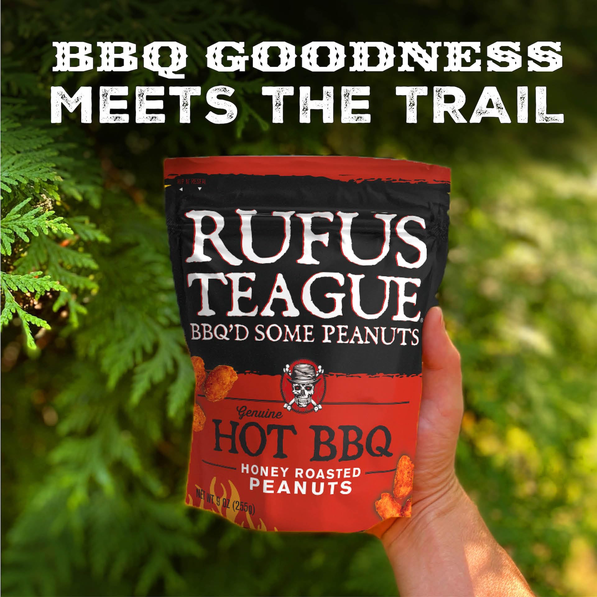 Rufus Teague Blazin’ Hot BBQ Honey Roasted Peanuts – Sweet, Spicy & Smoky Gourmet Snack, 9oz Resealable Pouch (3-Pack) | Perfect for Parties, Game Nights & On-The-Go Snacking