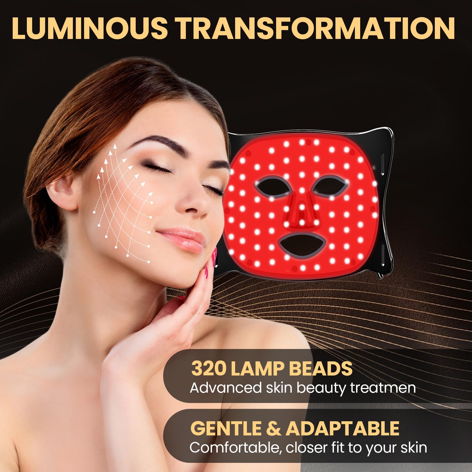 Red Light Therapy Mask for Face - LED Light Therapy Device for Acne, Wrinkles & Skin Rejuvenation with 3 Light Modes, Timer & Eye Protection | Portable At-Home Skincare Treatment for Anti-Aging & Glowing Skin | Perfect for Daily Facial Care & Spa Relaxation
