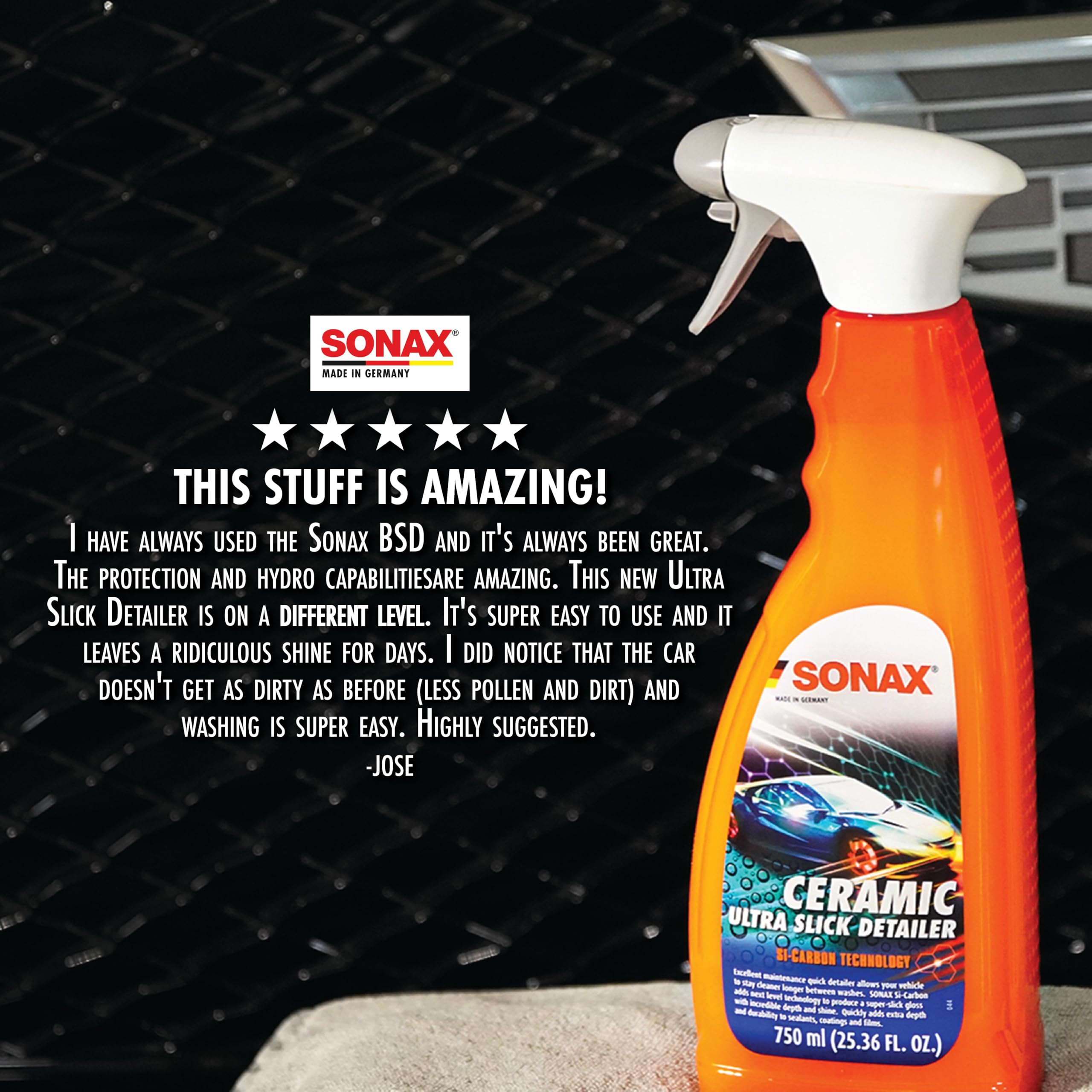 SONAX Ceramic Ultra Slick Detailer - Premium Ceramic Quick Spray for Cars, Si Carbon Ceramic Coating, High Gloss & Durable Protection (750ml/25.4 fl oz) - Perfect for Waterless Wash & Touch-Ups Between Car Washes