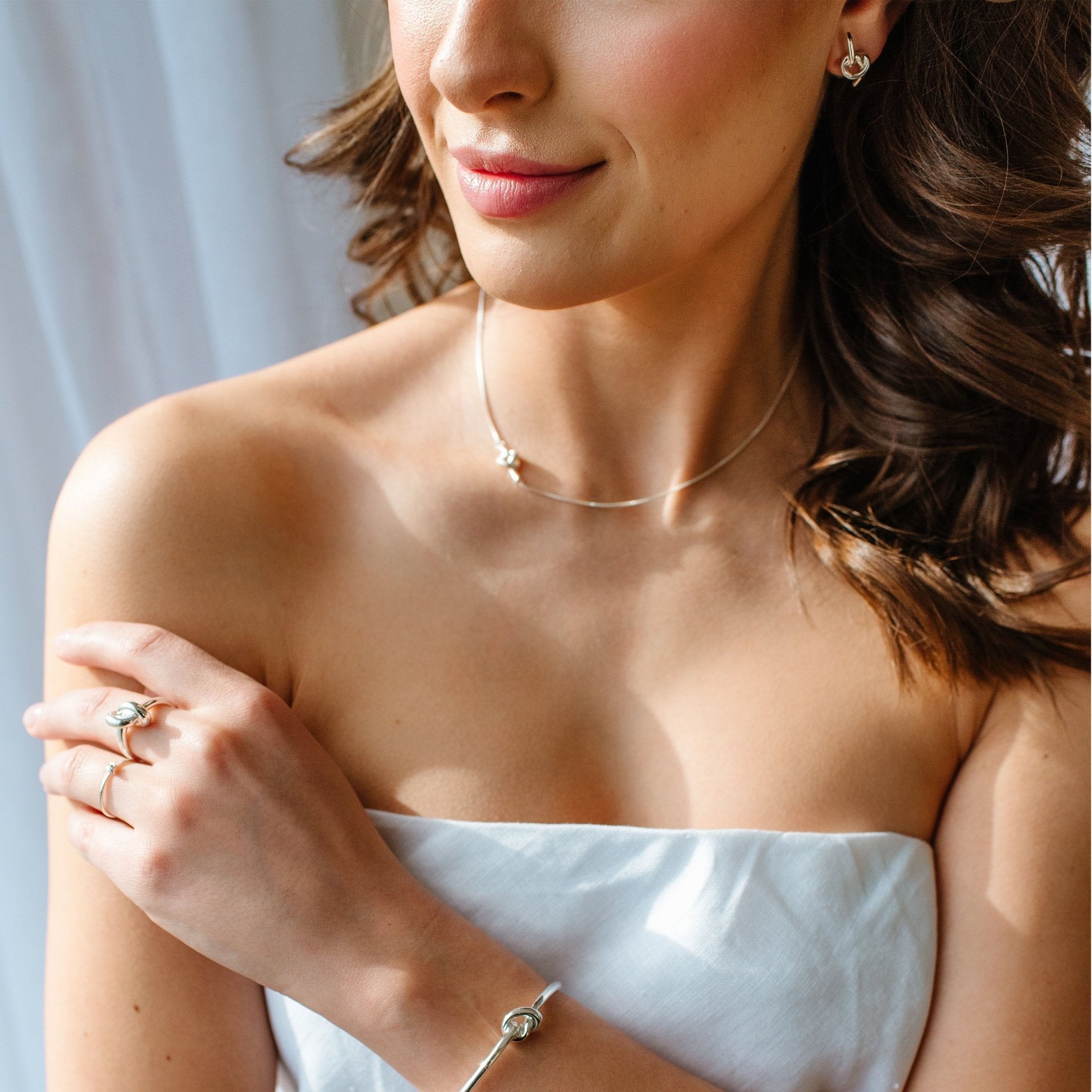 POISE KNOT CUFF Silver Bracelet - Elegant Adjustable Bangle for Women, Perfect for Weddings, Parties & Everyday Wear