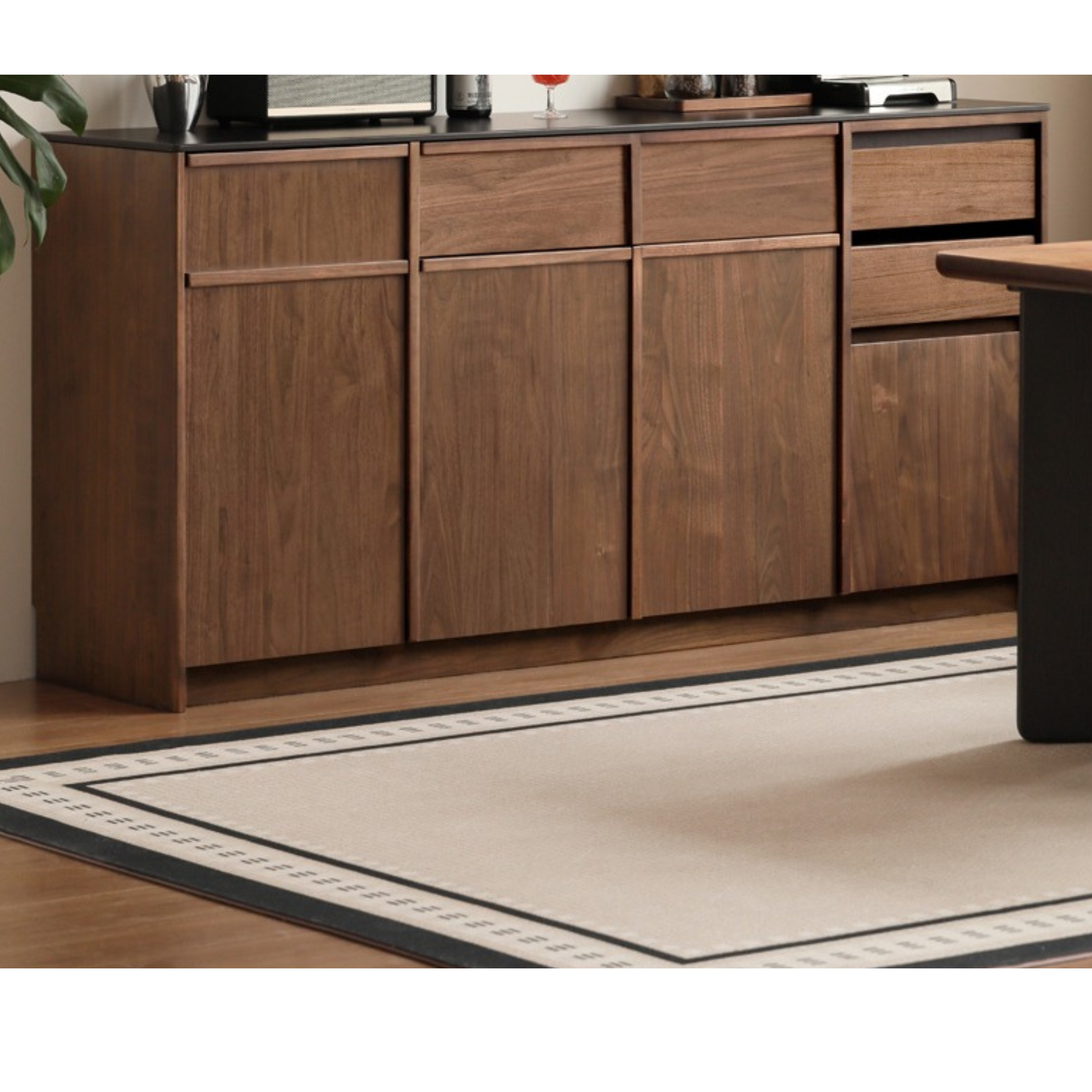 Premium Black Walnut Solid Wood Sideboard Buffet - Modern Light Luxury Dining Room Storage Cabinet for Formal Entertaining & Everyday Use