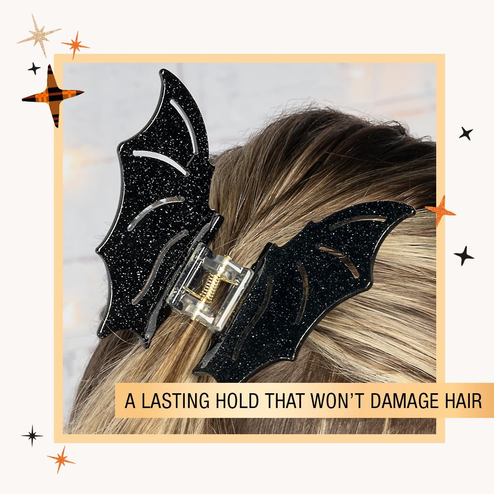 Scunci by Conair Bat Claw Hair Clip - Black Halloween Hair Accessories for Women - 1 Count - Perfect for Costume Parties, Spooky Events & Everyday Gothic Style