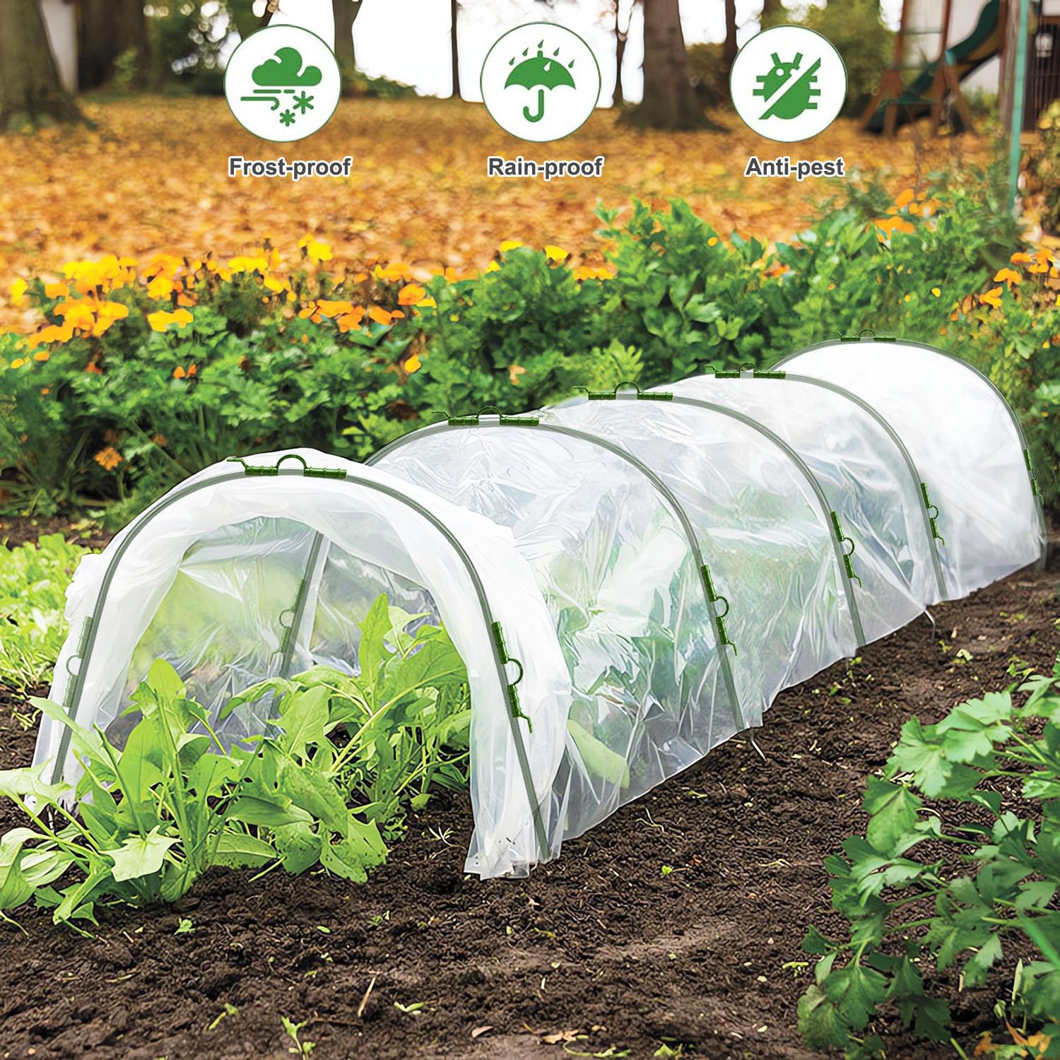 Mini Greenhouse Tunnel Kit for Outdoor Gardening - Portable Small Greenhouse with Hoops for Plants, Vegetables & Herbs - Perfect for Backyard, Patio & Balcony Gardening