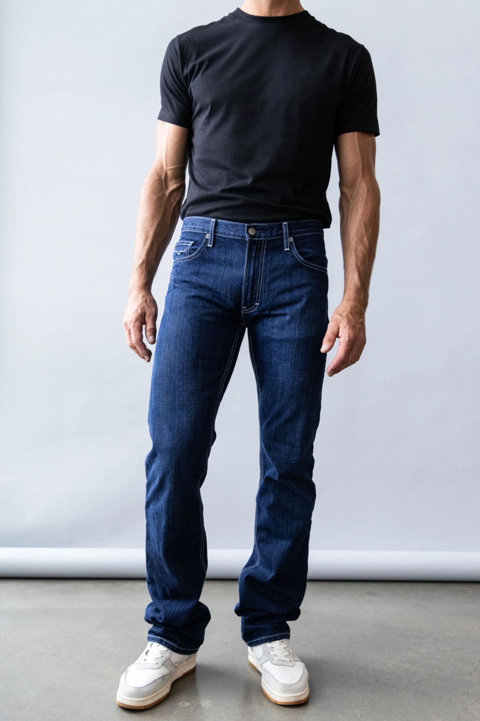 Kimes Ranch Men's Thomas Casual Western Cowboy Jeans - Mid-Low Rise, Straight Fit & Boot Cut - Blue Denim for Everyday Wear and Rodeo Events