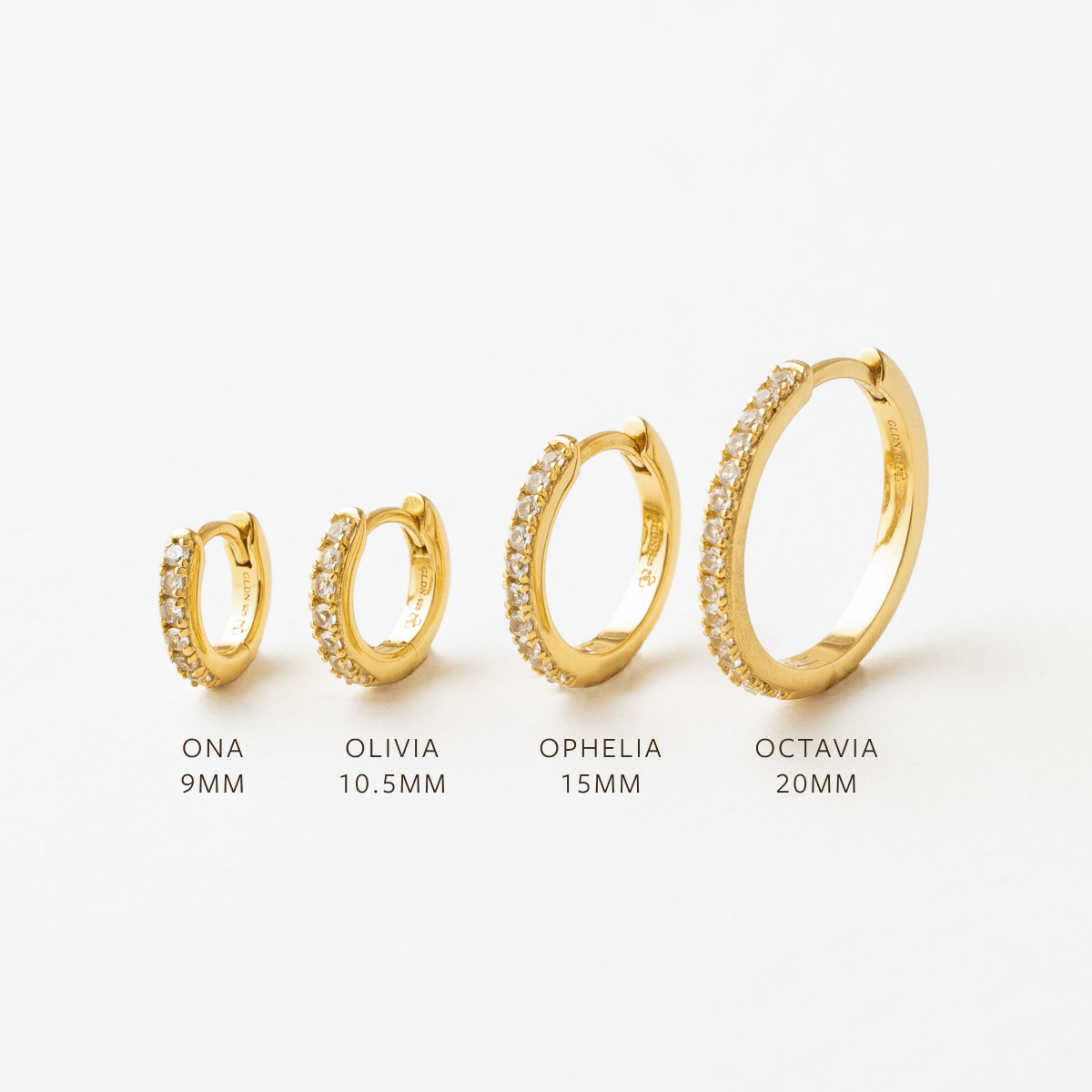 Olivia White Sapphire Huggie Hoops Earrings for Women - 14K Gold Plated Dainty Huggie Hoop Earrings for Everyday Wear, Gift Giving & Special Occasions