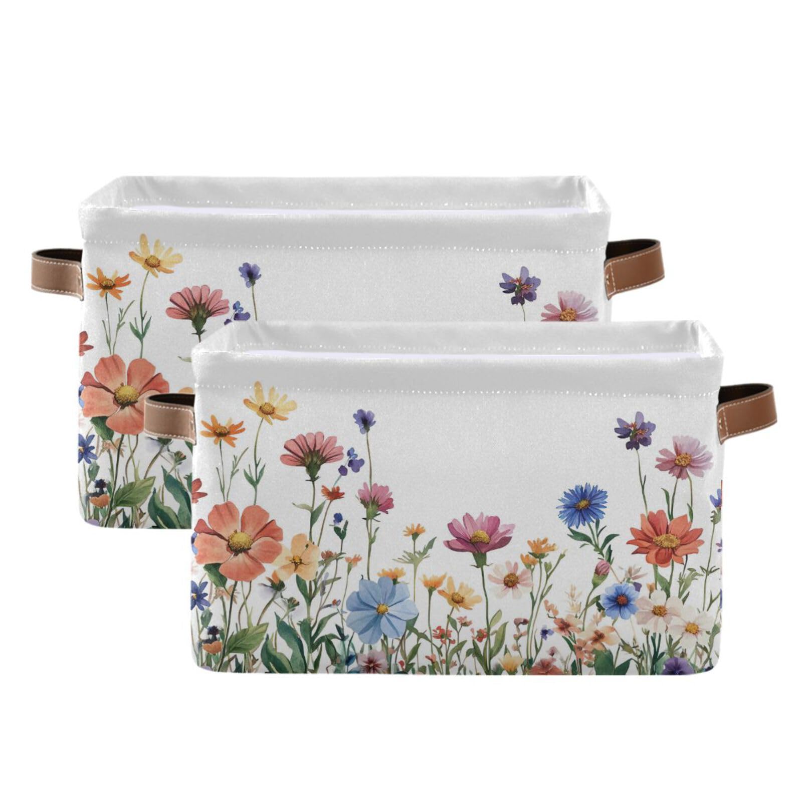 2-Pack Large Square Storage Baskets with Handles - Foldable Multi-Functional Organizer for Closet, Shelf & Home | Perfect for Toys, Books, Clothes & Home Decor - Ideal for Nursery, Bedroom & Living Room Storage Solutions