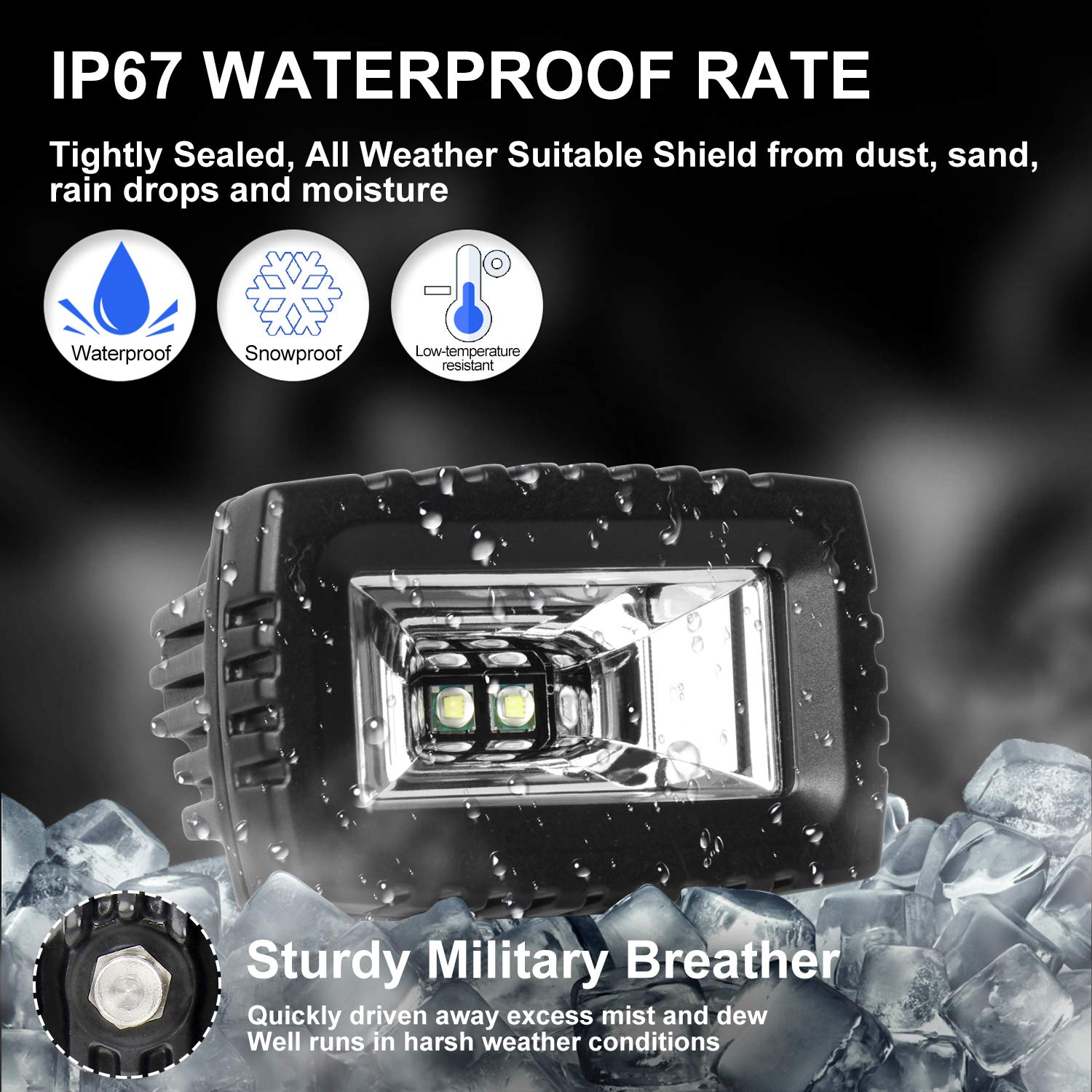 20W LED Pods - 2PCS Flood Light Bar for Off-Road, Truck, ATV, UTV, SUV & Boat - Backup Driving & Fog Lights - Durable Waterproof for Outdoor Adventures & Night Driving