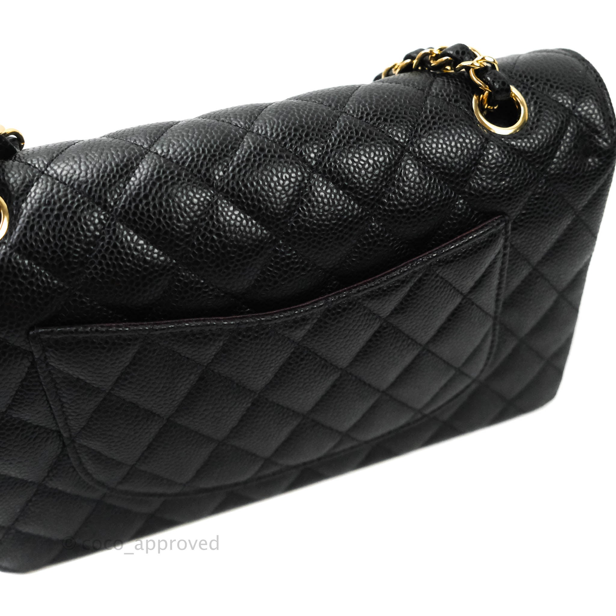 Chanel Classic Medium Double Flap Bag Black Caviar Leather with Gold Hardware - Luxury Designer Handbag for Women, Perfect for Work, Evening & Special Occasions