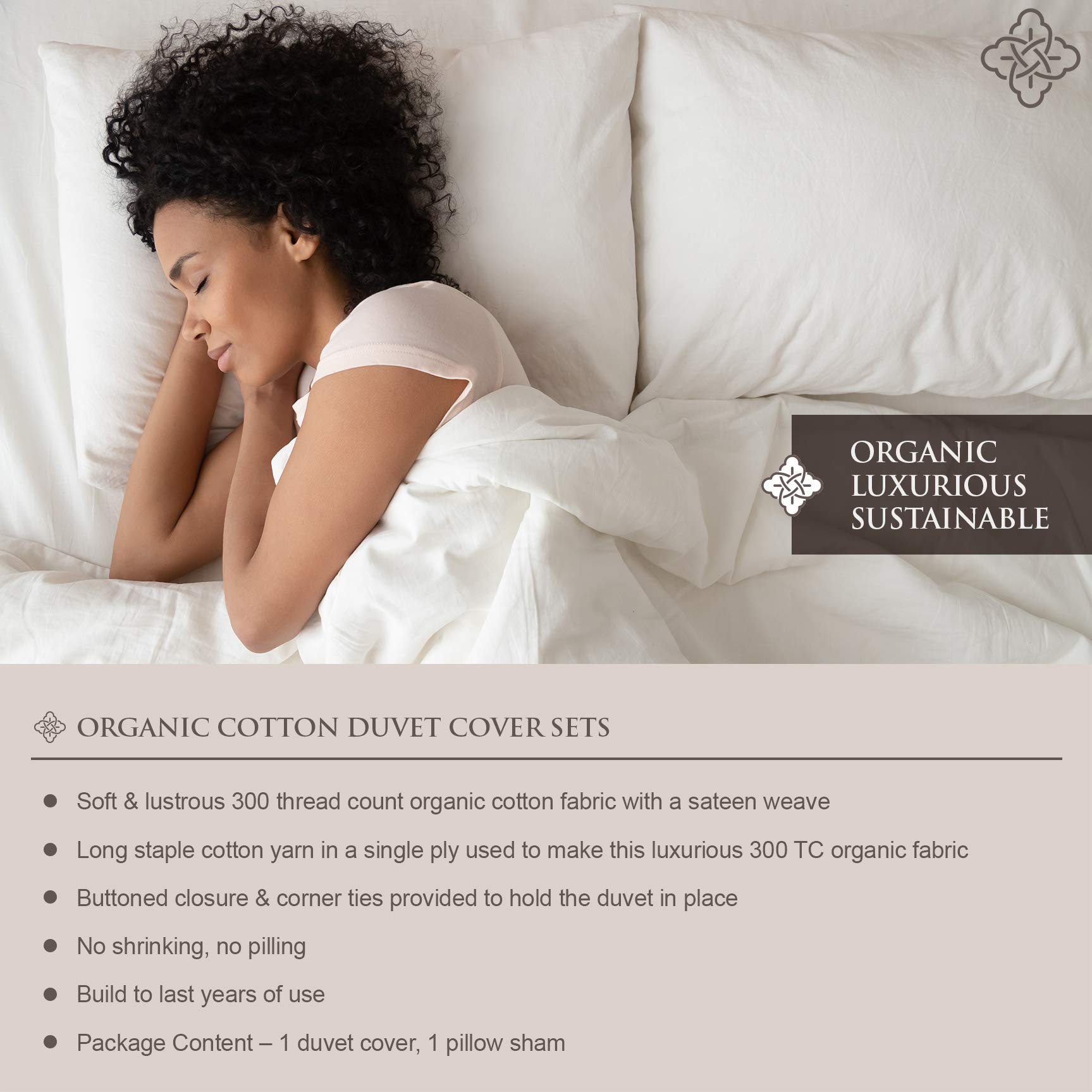 BIOWEAVES 100% Organic Cotton Twin/Twin XL Duvet Cover Set - 2-Piece 300 Thread Count Sateen Weave, GOTS Certified Comforter Cover with Button Closure & Pillow Sham - Gray, 66x90 Inches - Soft & Breathable for Bedroom, Dorm, Guest Room