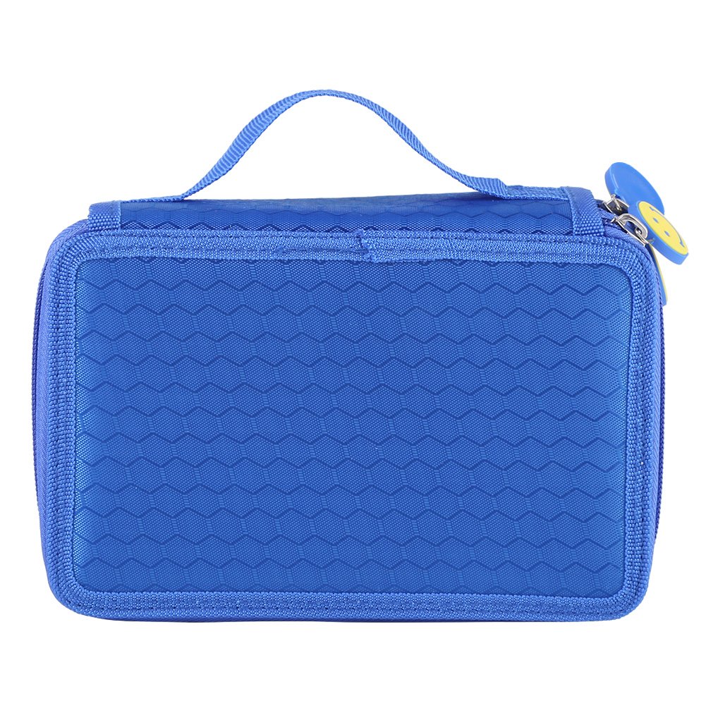 52-Slot 3-Layer Zipper Pencil Case Organizer for Pens, Colored Pencils & Art Supplies - Large Capacity School Stationery Bag for Students & Artists (Blue) - Perfect for School, Office, Travel & Art Classes