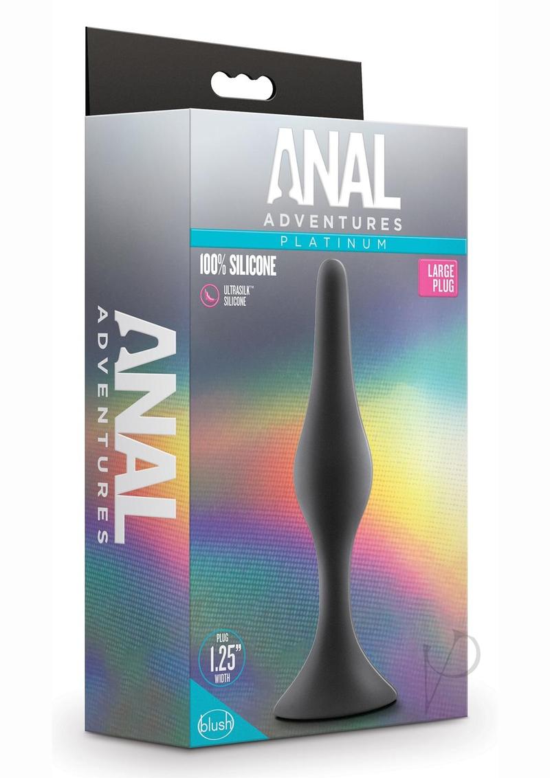 Anal Adventures Platinum Silicone Beginner Butt Plug - Large Size, Black - Comfortable & Safe for Anal Training, Beginners & Couples Play
