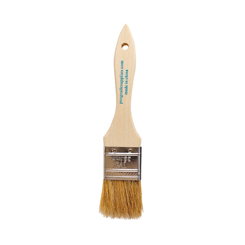 Pro Grade 1.5 Inch Chip Paint Brushes - Pack of 12 Light Brown Artist Brushes for Oil, Acrylic & Watercolor Painting - Perfect for Canvas, Wood & DIY Crafts