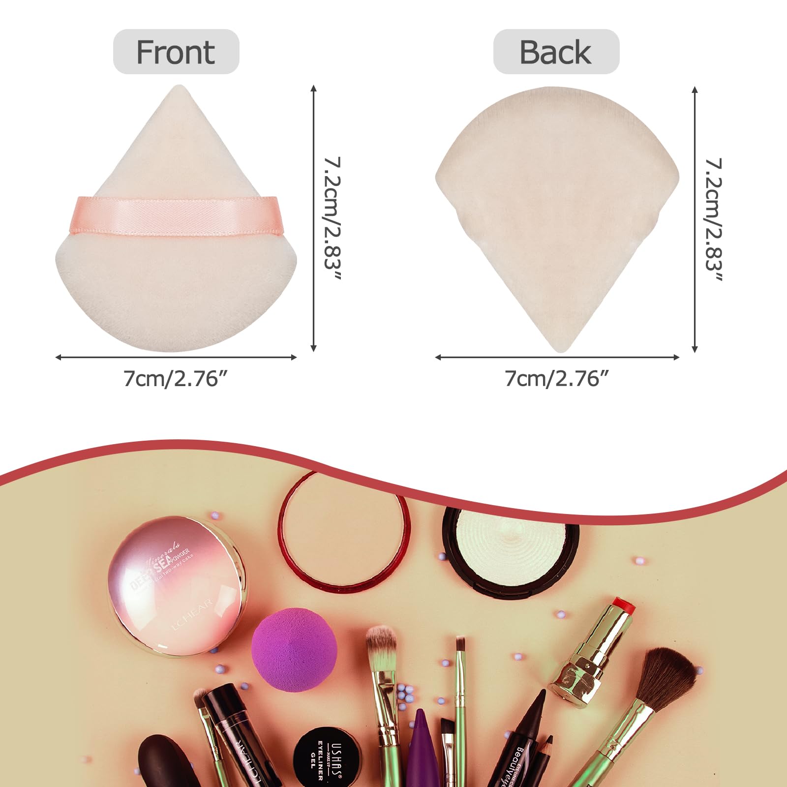 16Pcs Triangle Powder Puffs for Loose & Body Powder - Soft Makeup Sponge Applicators for Flawless Face & Body Makeup - Perfect for Travel & Professional Makeup Kits