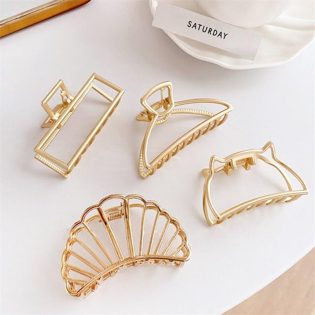 WISDOM 6pcs Geometric Hair Claw Clips - Non-Slip Strong Grip Hair Clips for Thick & Thin Hair - Cute Fashion Hair Accessories for Women & Girls (Multi-Design) - Perfect for School, Work, Parties & Everyday Styling