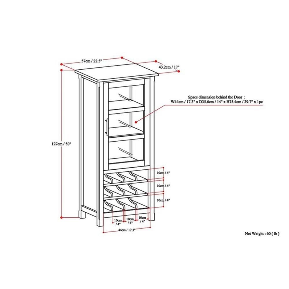 Rustic Distressed Brown Wine Rack Cabinet with Glass Door - Tall Wooden Liquor Storage for Kitchen, Home Bar & Living Room - Perfect for Whiskey, Wine Bottles & Glassware Organization (Ideal for Entertaining, Dining Rooms & Wine Cellars)
