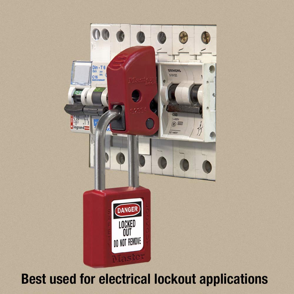 Master Lock MLK410RED Danger Red Safety Padlock - Heavy Duty Security for Lockers, Toolboxes & Storage Units