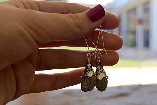 Natural Stone Earrings for Women - Elegant Long Hook Dangle Earrings for Boho, Party & Everyday Wear