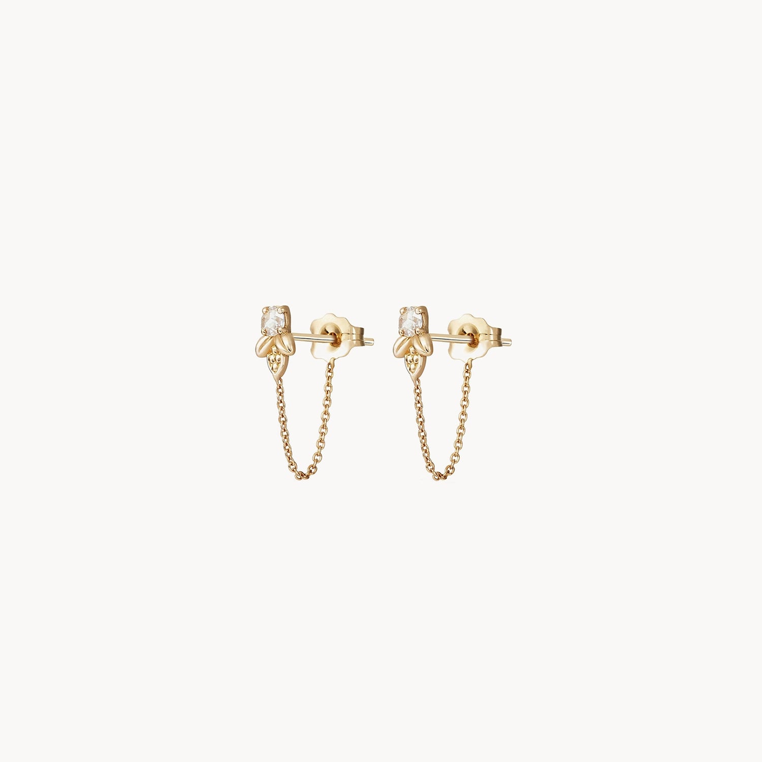 14K Yellow Gold Honey Bee Chain Earrings with White Diamonds - Elegant Jewelry for Women, Perfect for Parties, Weddings & Everyday Wear