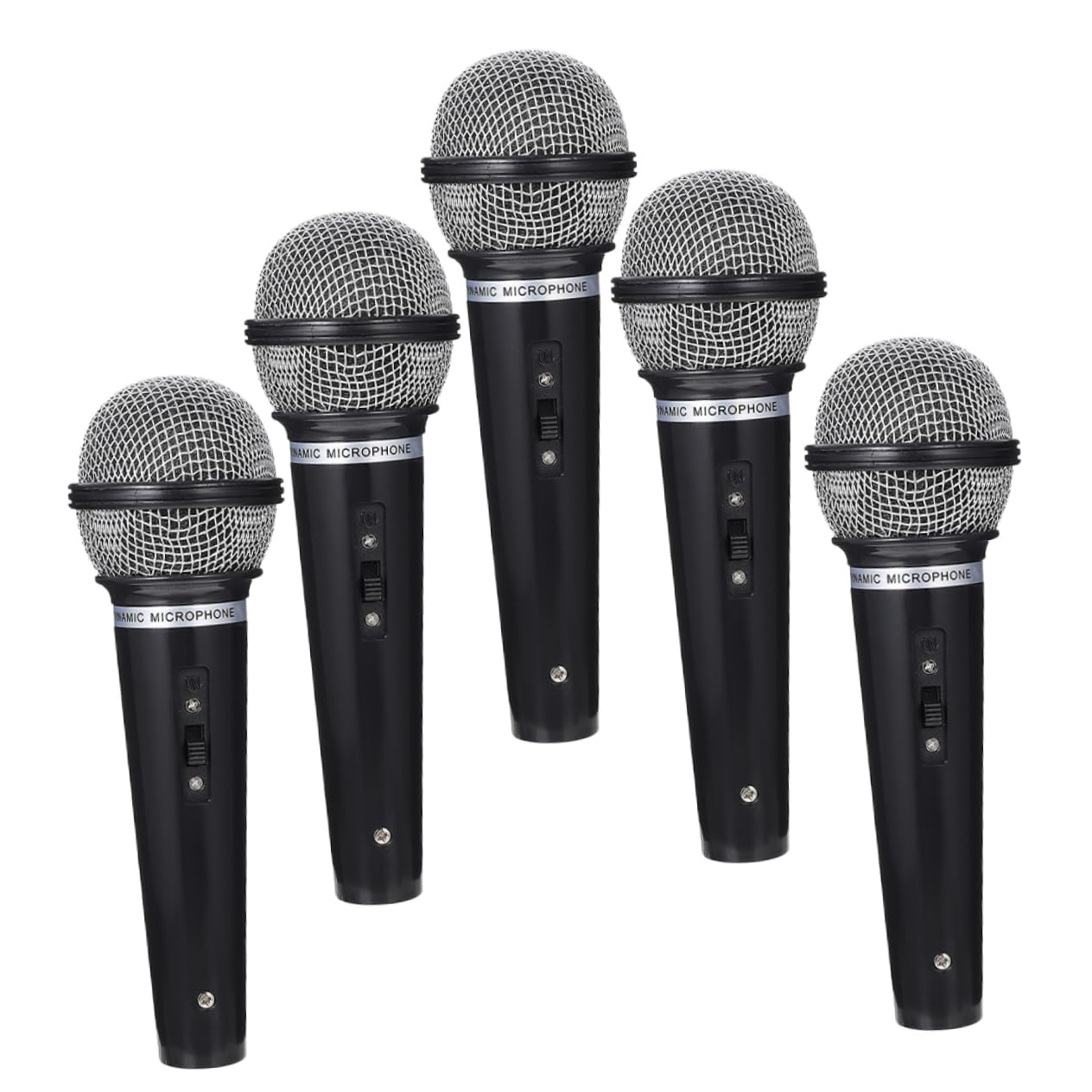 HONMEET Set of 5 Realistic Stage Microphones - Professional Performance Karaoke Singing Props for Live Shows, Concerts & Theater Performances