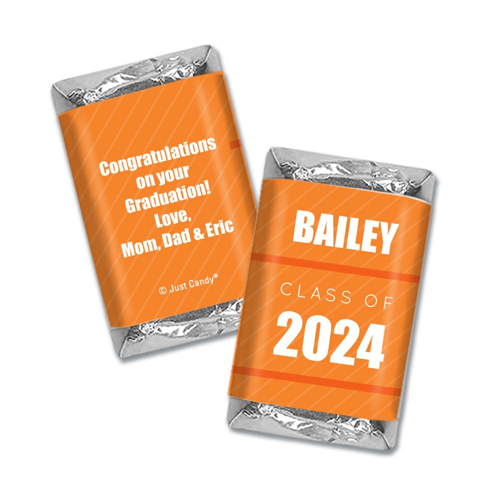 Personalized Graduation Candy - 75 Count Orange Hershey's Miniatures Chocolate Bars for Graduation Parties, Gifts & Celebrations
