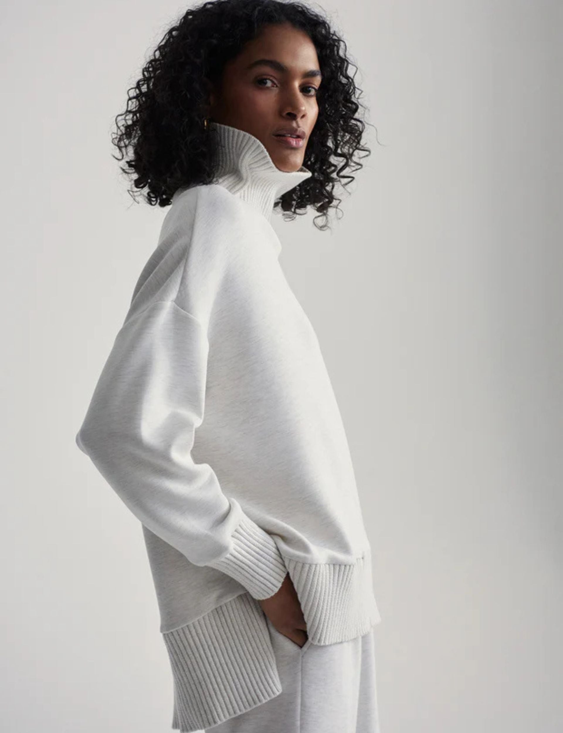 Barker High Neck Sweater for Women - Soft Ivory Marl Pullover - Perfect for Casual Outfits & Cozy Winter Days