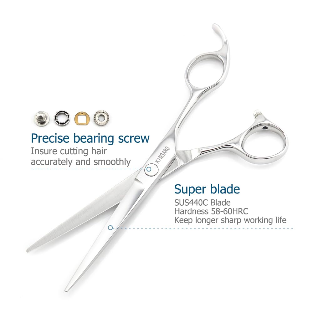 Professional 6 Inch Barber Scissors - 440C Stainless Steel Hair Cutting Shears for Stylists & Hairdressers - Precision Haircutting Tools for Salon, Home & Professional Use - KINSARO