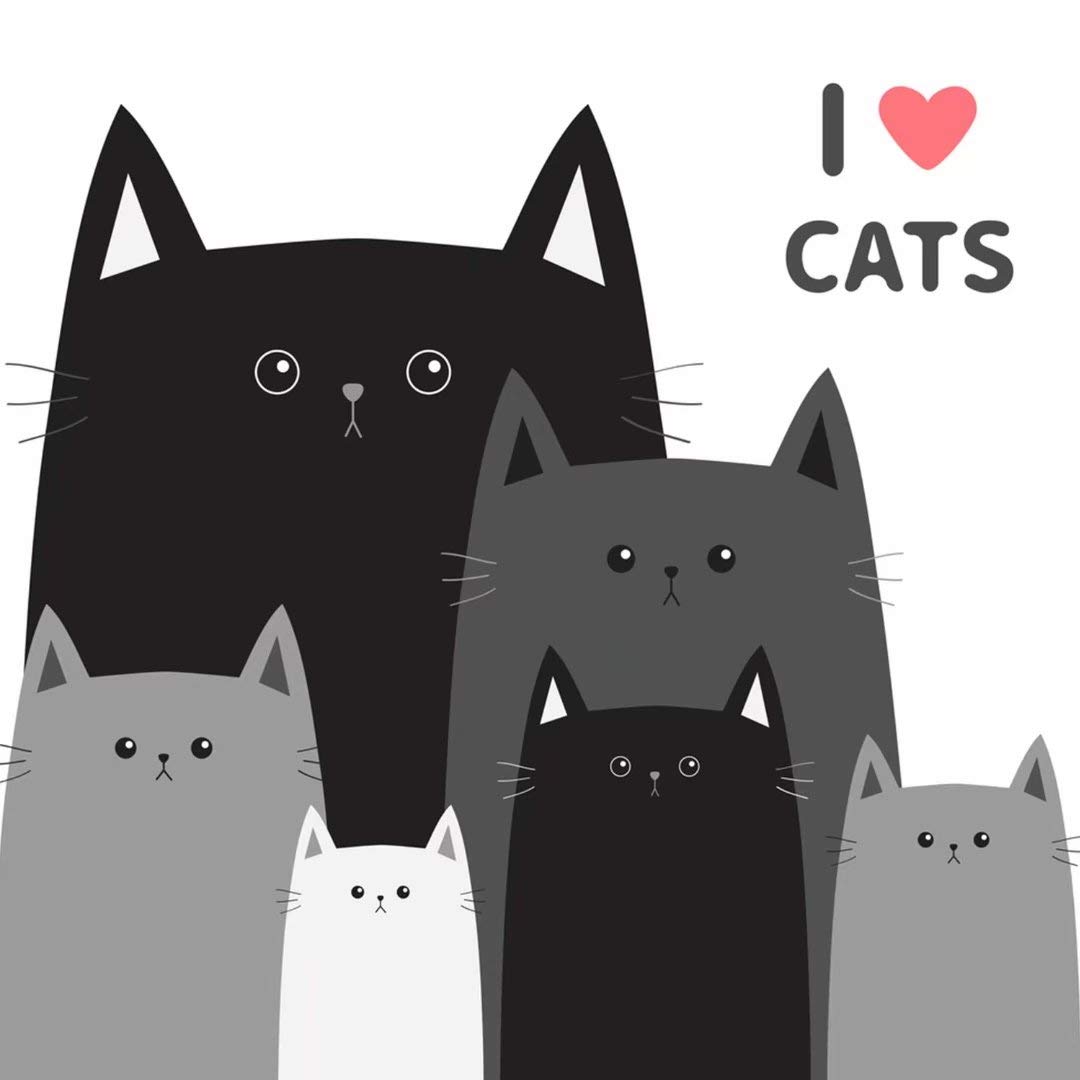 Double-Sided Black & Gray Cat Print Duvet Cover Set - Full Size 3 Piece (1 Duvet + 2 Pillowcases) | Soft Microfiber Polyester Bedding | Cat Lover's Home Decor for Cozy Bedroom & Dorm Room