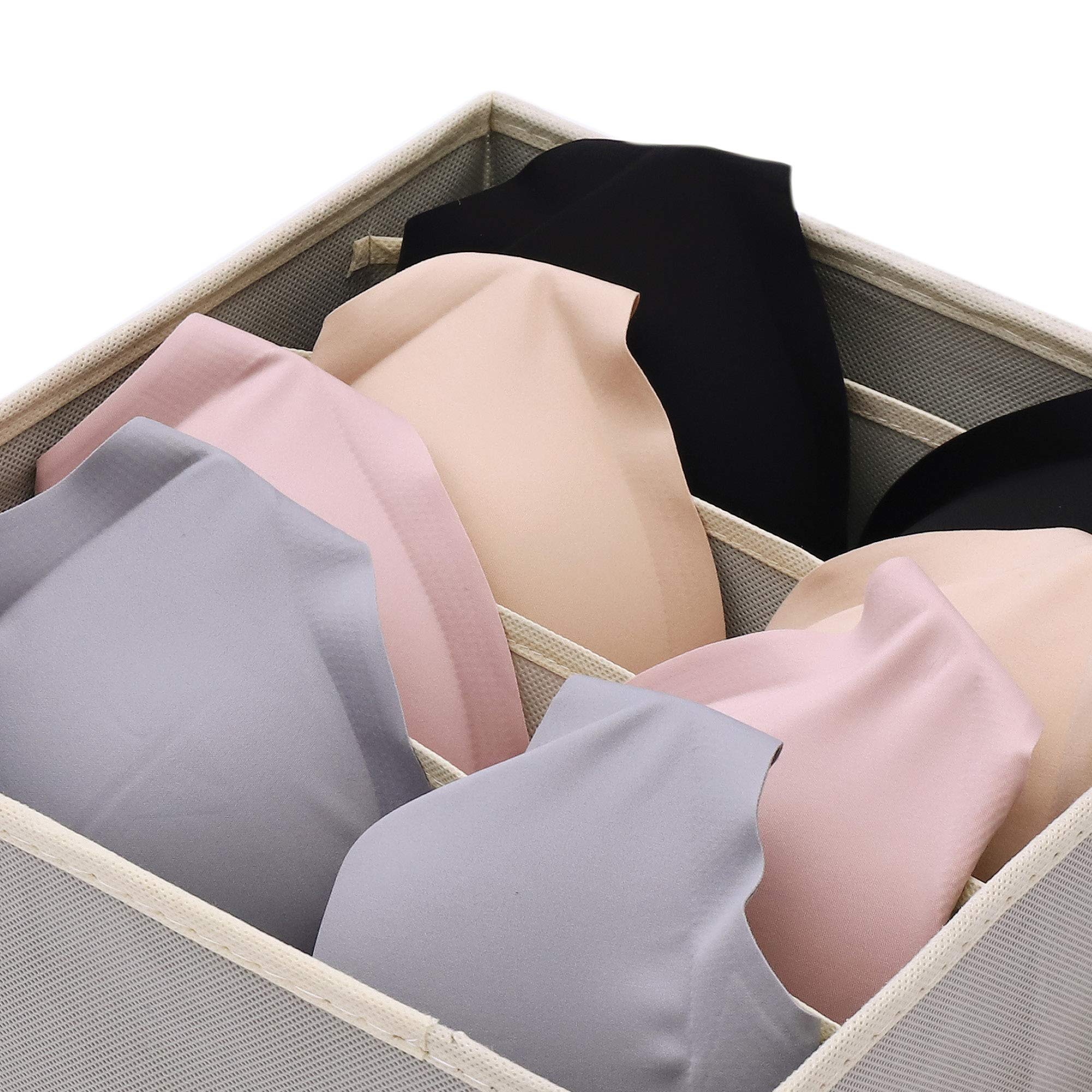 DIOMMELL 6-Pack Foldable Fabric Storage Bins - Closet Organizer for Clothes, Underwear, Bras, Socks & Lingerie - Grey Drawer Dividers & Dresser Baskets (22-2000) | Space-Saving Home & Bedroom Organization Solution