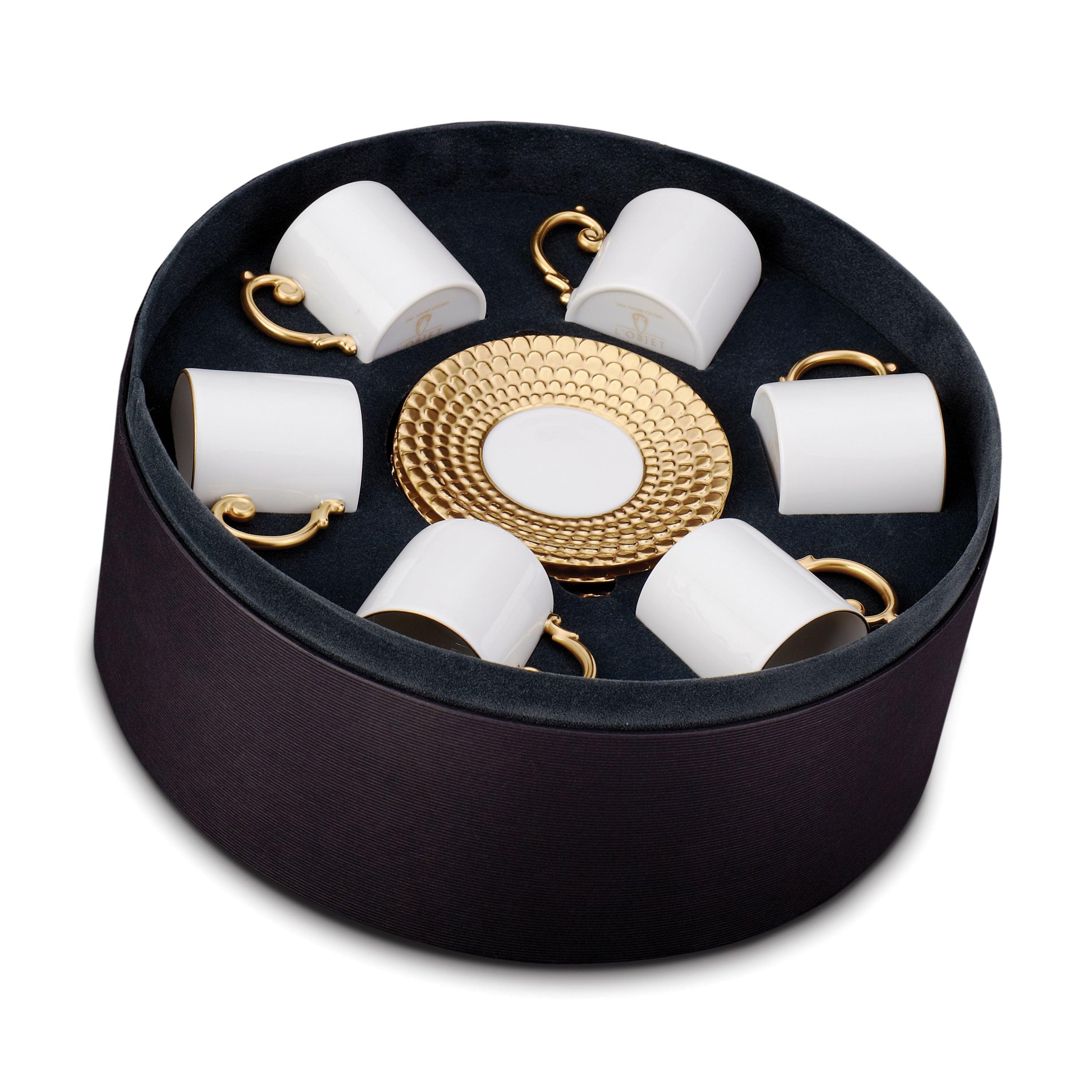 Aegean Espresso Cup and Saucer Set - 6 Piece Ceramic Coffee Cups for Espresso, Cappuccino, and Latte - Perfect for Home, Office, and Italian Coffee Shops