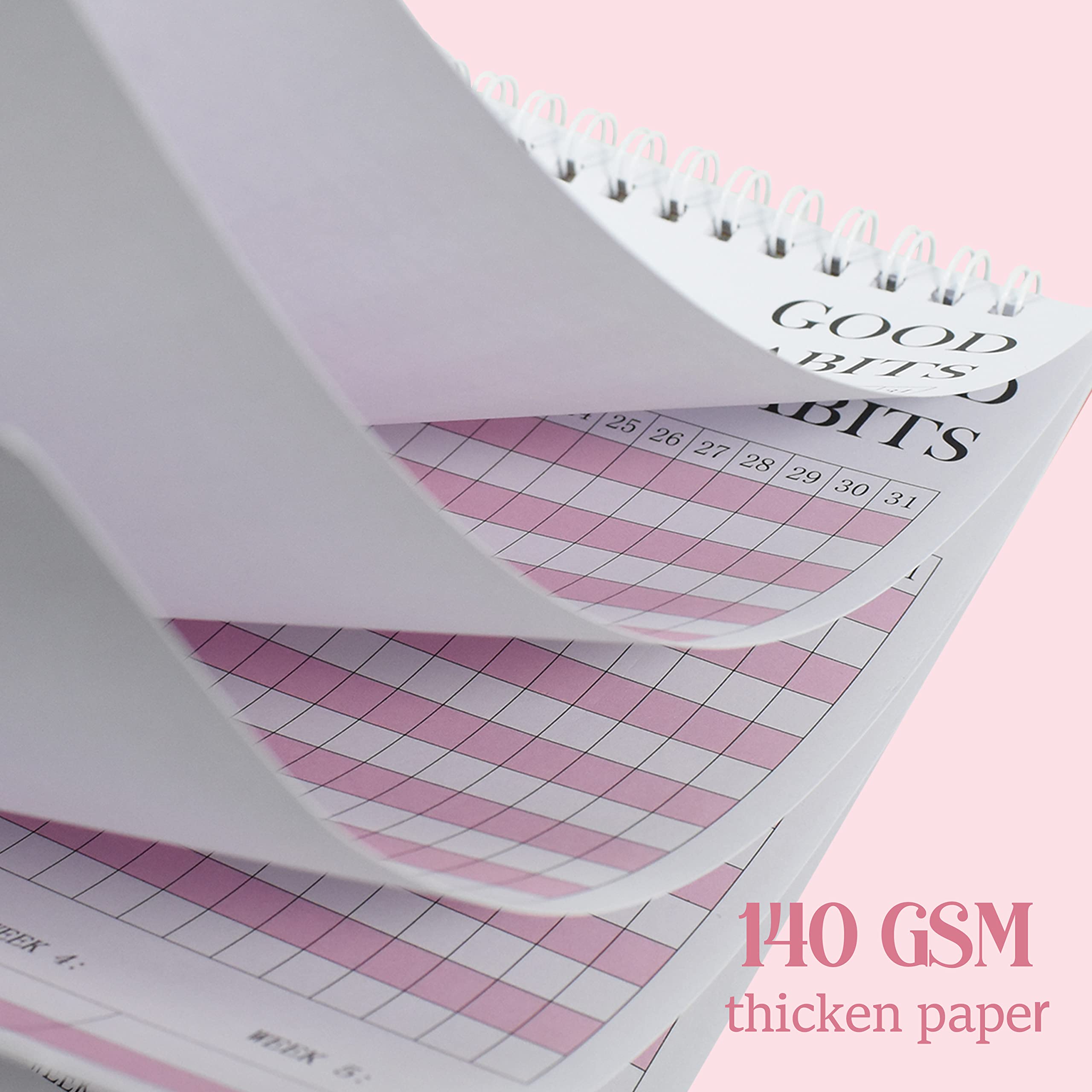 Habit Tracker Journal & Planner - Undated Weekly/Monthly Goal Calendar with Spiral Binding | 8.5x11 Productivity Notebook for Building Routines | Perfect for Students, Professionals & Self-Improvement (12 Months, Pink)