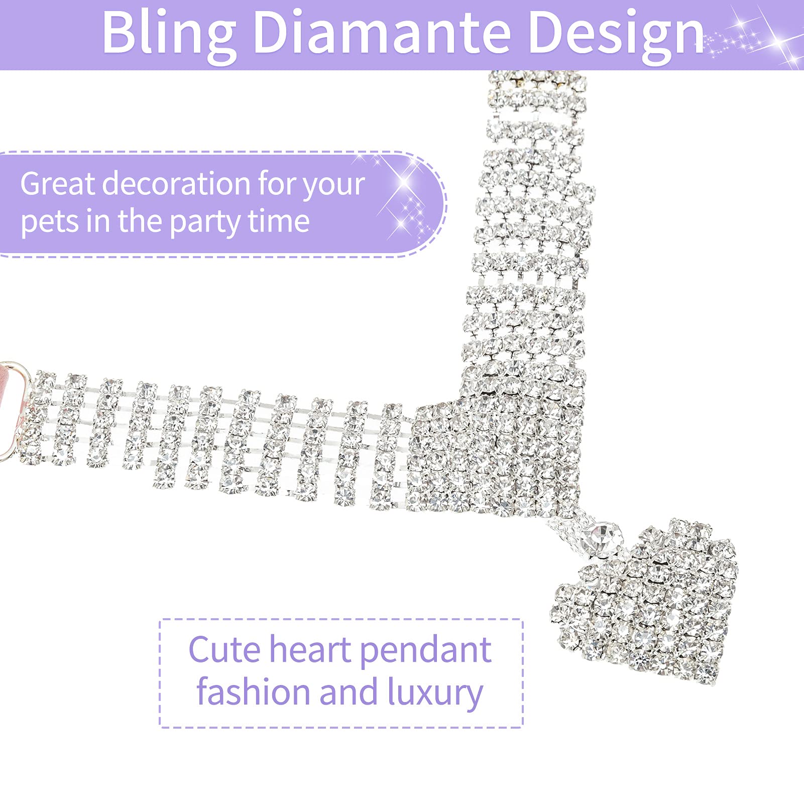 EXPAWLORER Sparkling Rhinestone Dog Collar - Soft Velvet Adjustable Pet Necklace for Small Medium Dogs & Cats | Elegant Purple Pet Accessory for Puppies, Girls & Boys | Perfect for Daily Walks, Pet Parties & Photo Shoots