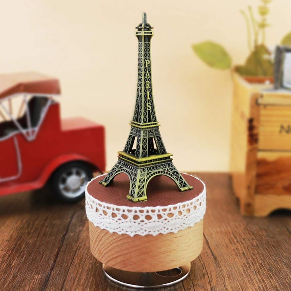 AVEO Rotating Eiffel Tower Music Box - Desktop Decor & Gift for Home/Office