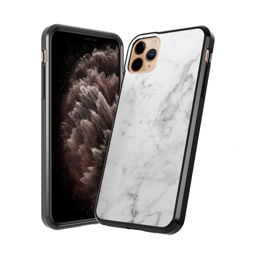 Moriko Cute Fusion Gel Case for iPhone 11 Pro - Slim Anti-Scratch Protective Cover with Soft Grip, White Marble Print (5.8 Inch Display) | Perfect for Everyday Use, Work & Travel Protection