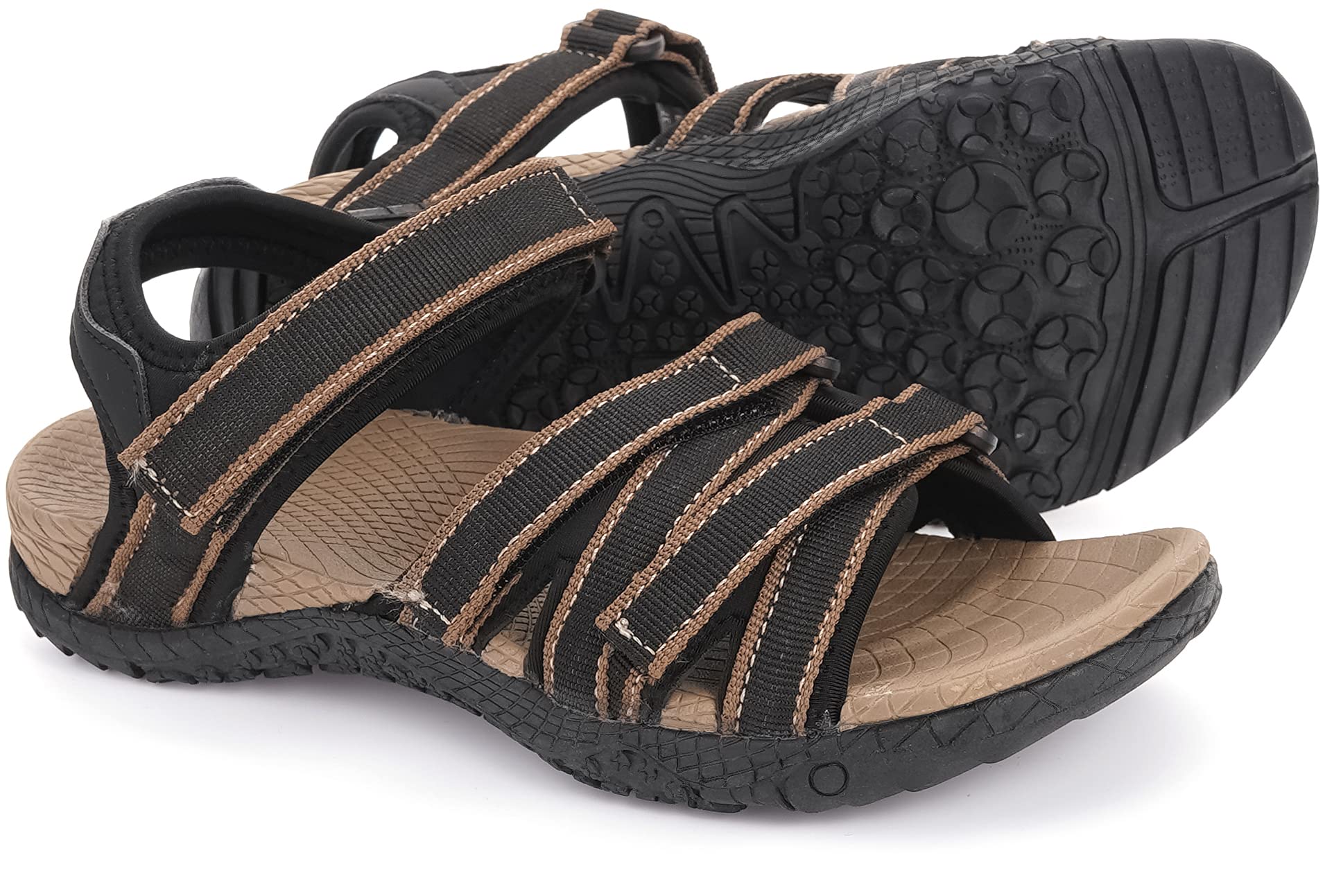 WHITIN Women's Hiking Sandals with Arch Support - Adjustable Hook & Loop Straps | Durable Outdoor Sport Sandals for Hiking, Walking & Beach | Perfect for Summer Adventures & Travel
