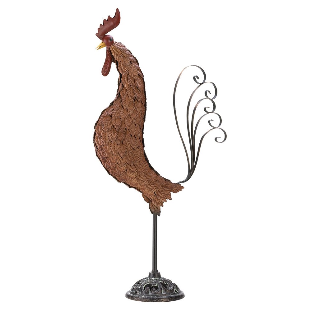 Accent Plus 39447 Handcrafted Metal Rooster Sculpture - Vibrant Multicolor Home Decor - Perfect for Farmhouse, Garden, or Wall Art Display