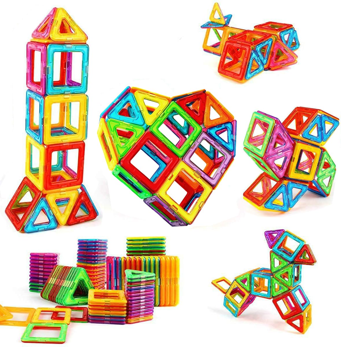 Magnetic Building Blocks for Kids - STEM Educational Toys, 200-Piece Magnetic Tiles Set for Boys & Girls | Creative Stacking Toys for Classroom, Home Play & Early Learning (XS-200)