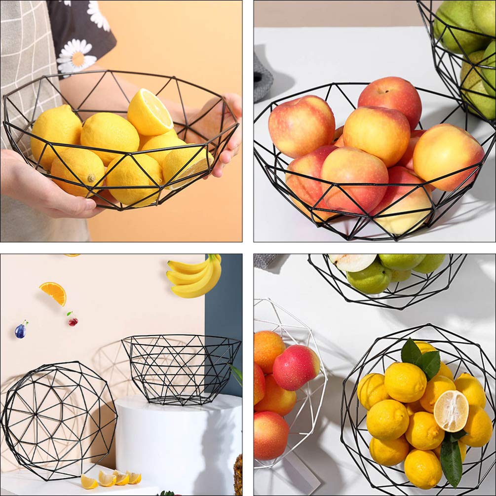 DOITOOL 2-Piece Set Iron Fruit Basket with Hollow Design - Snack Storage Tray for Kitchen Countertop, Dining Table, and Party Serving | Rustic Home Decor Organizer