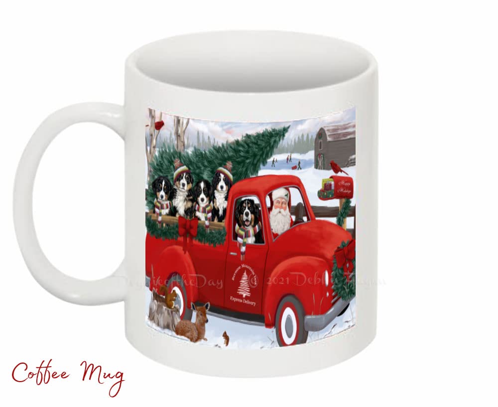 Premium Christmas Gift Basket for Dog Lovers - Santa Express Delivery with Red Truck Design, Bernese Mountain Dog Themed Blanket, Pillow, Coasters, Magnet, Coffee Mug & Ornament Set | Perfect Holiday Gift for Pet Owners, Home Decor & Cozy Winter Nights