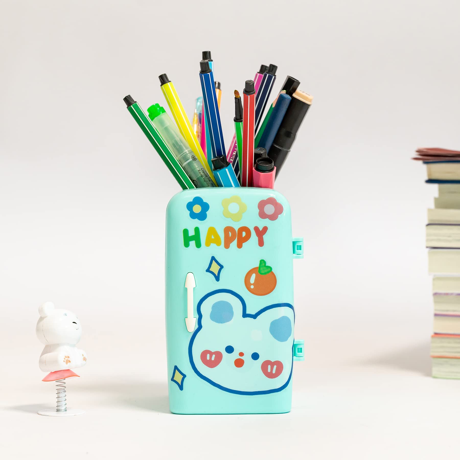 Premium Pen Storage Holder with Drawer - Multifunctional Desk Organizer for Pens, Pencils & Office Supplies | Perfect for School, Home Office & Workspace Organization (Green)