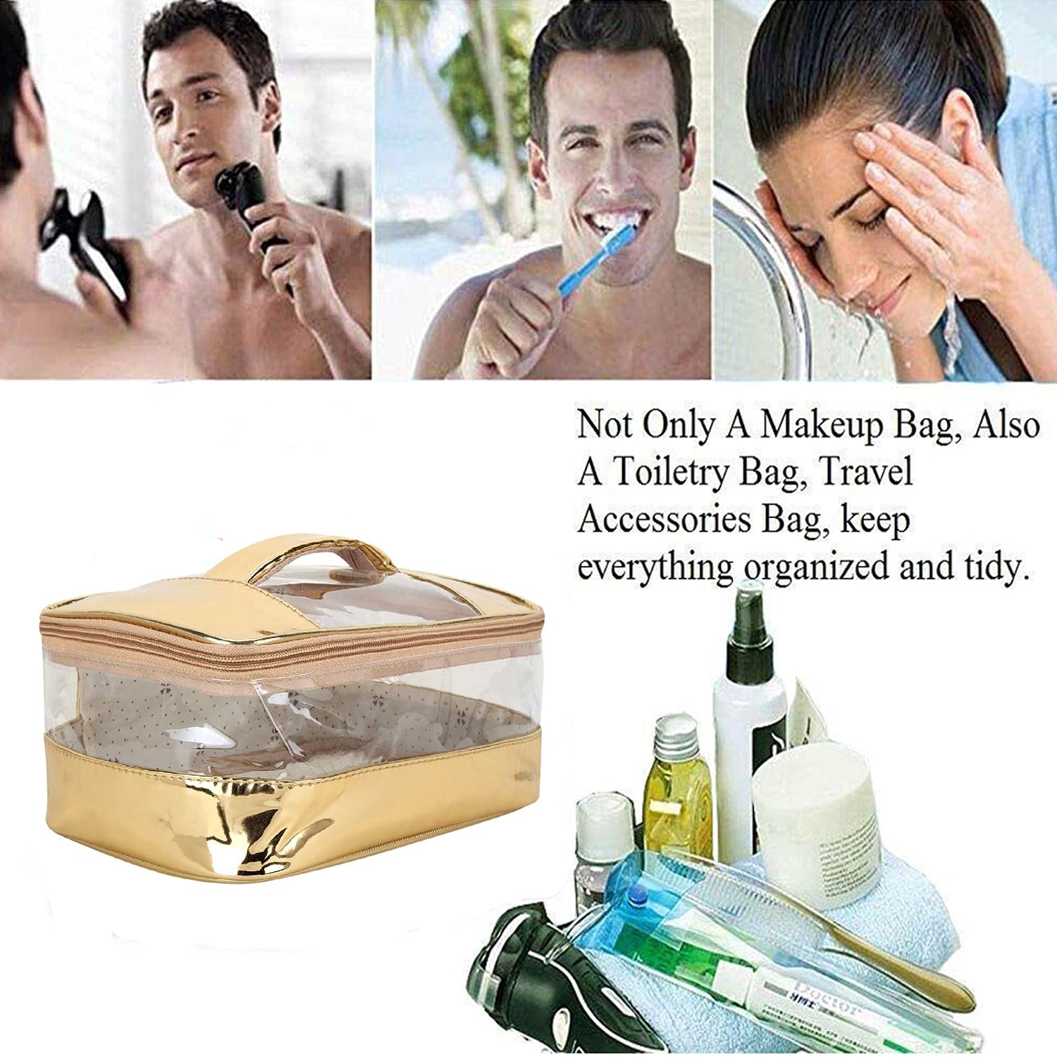 NA PURSE Women's Vanity Box Cosmetic Case for Girls & Ladies - Toiletry Bag CC005 (Gold) | Perfect for Travel, Makeup Storage & Organizer